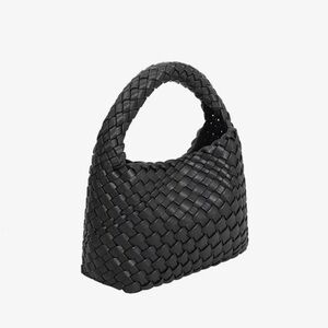 Melie Bianco Black Woven Recycled Vegan Top Handle Mini Bag NWT